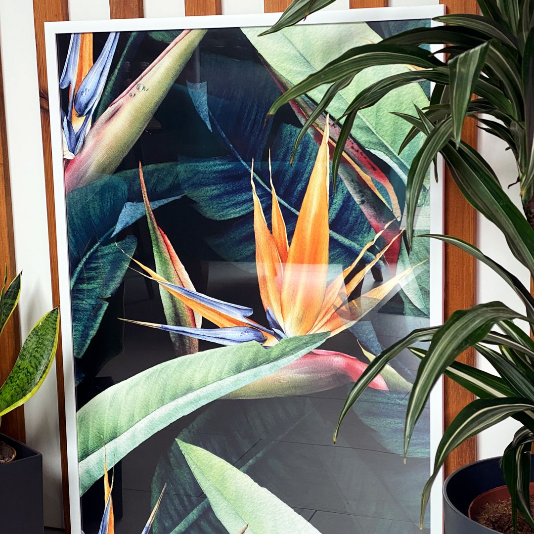 Plakat z motywem roślinnym – realizacja drukarni FLOW