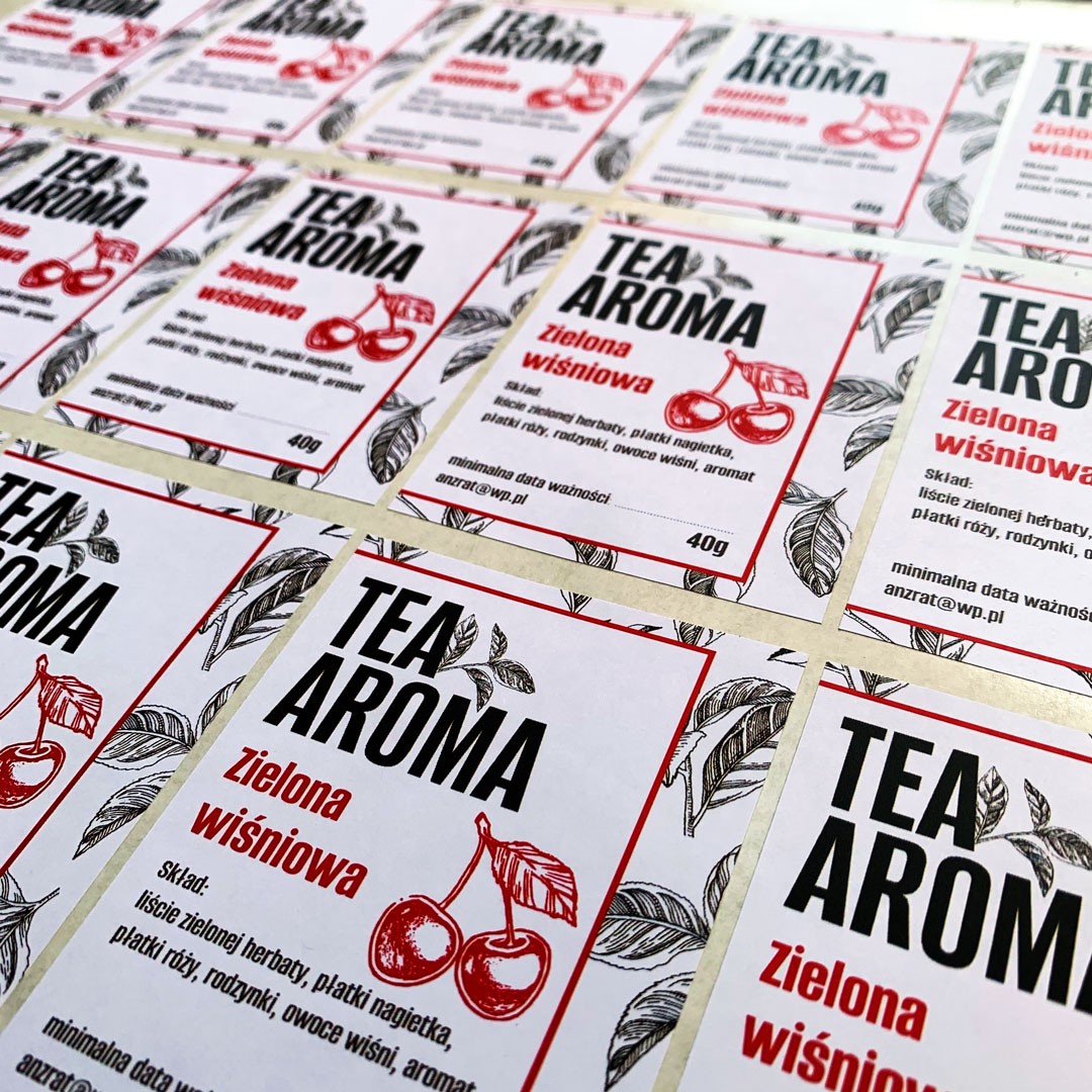 Etykiety TEA AROMA na opakowania herbat – realizacja FLOW