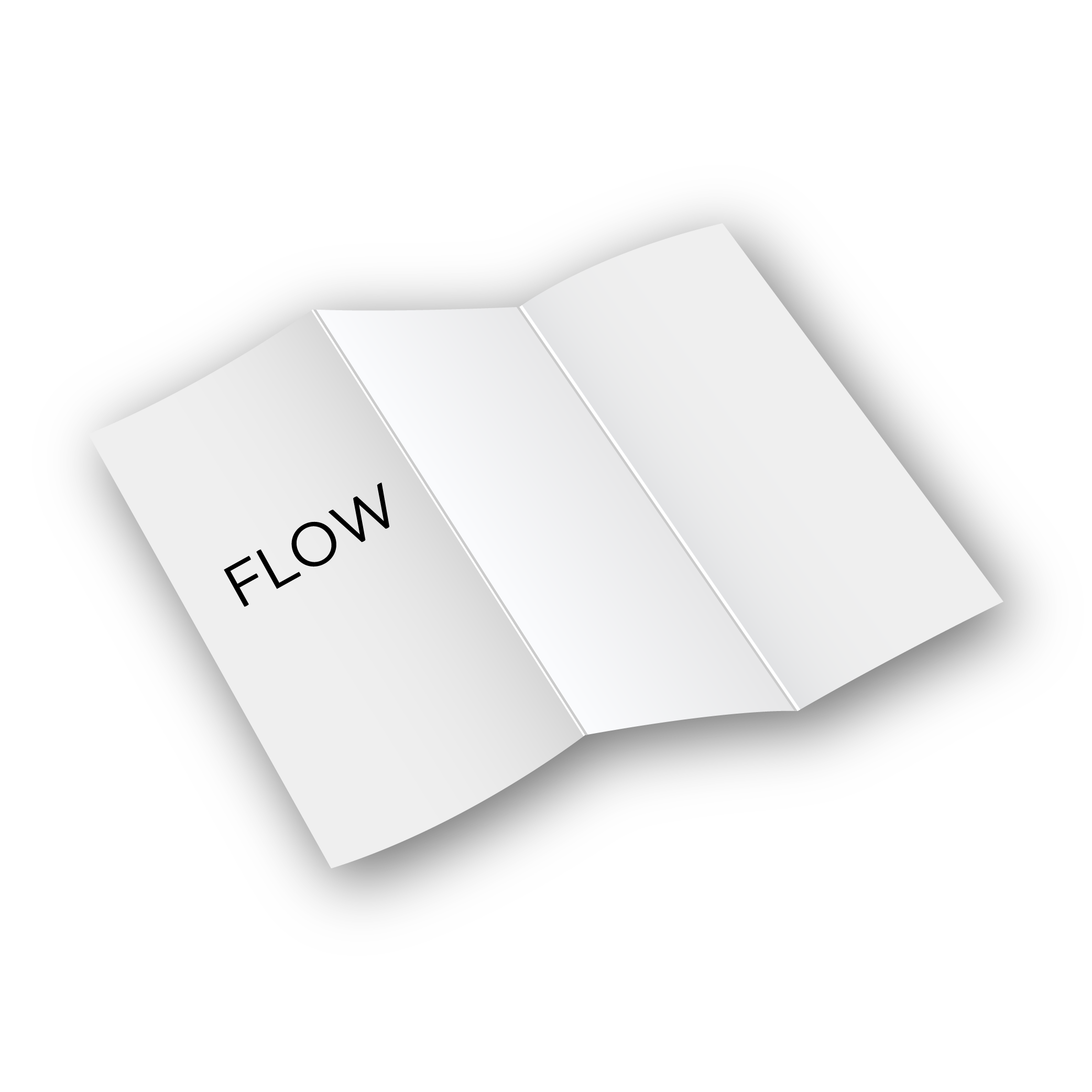 Ulotka składana reklamowa z trzema panelami. Ikona przedstawia ulotki składane typu tri-fold stosowane w materiałach marketingowych, ofertach i informatorach drukowanych w FLOW Drukarnia.