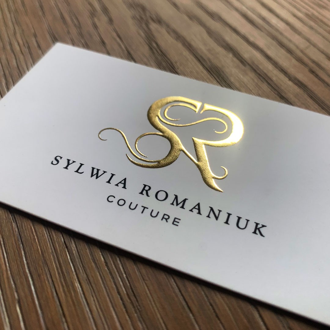 Wizytówka Sylwia Romaniuk Couture ze złotym monogramem – realizacja FLOW